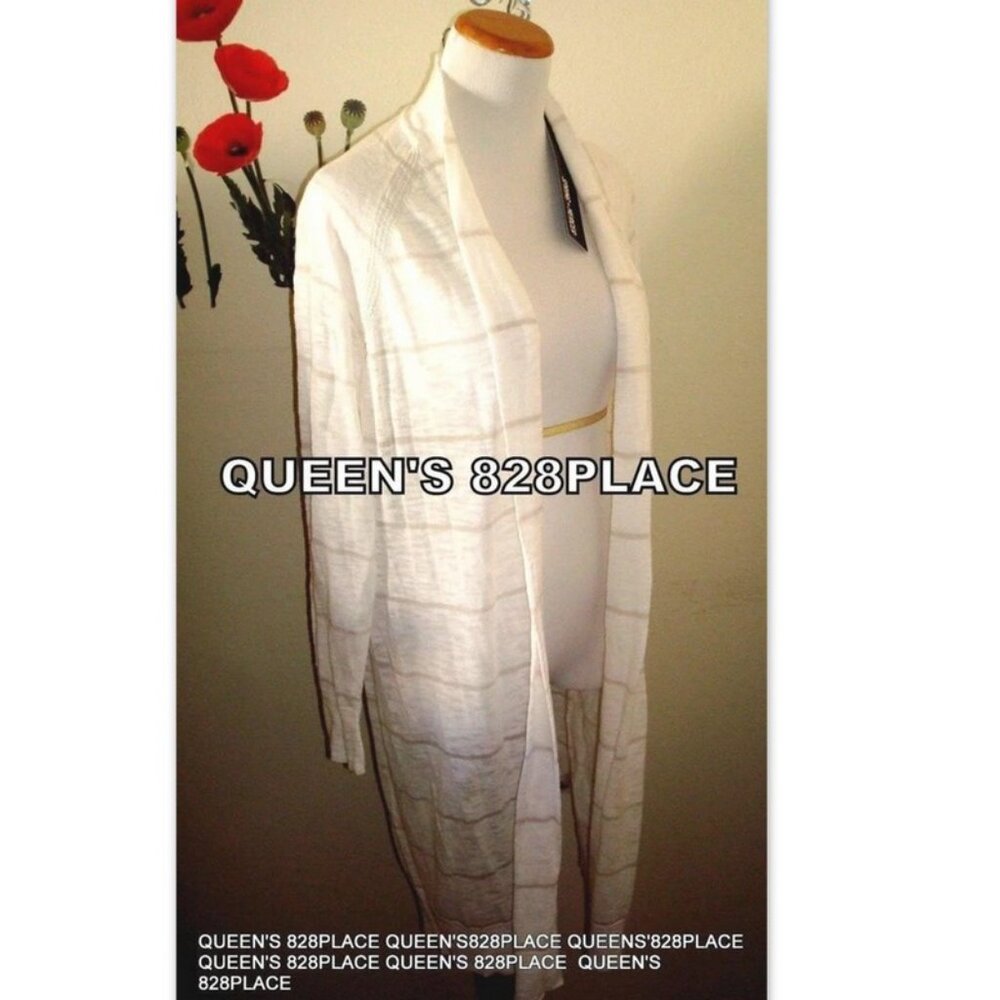 Nwt Womens Plus size 1X Spring & Mercer Beige Light LONG OPEN CARDIGAN Sweater